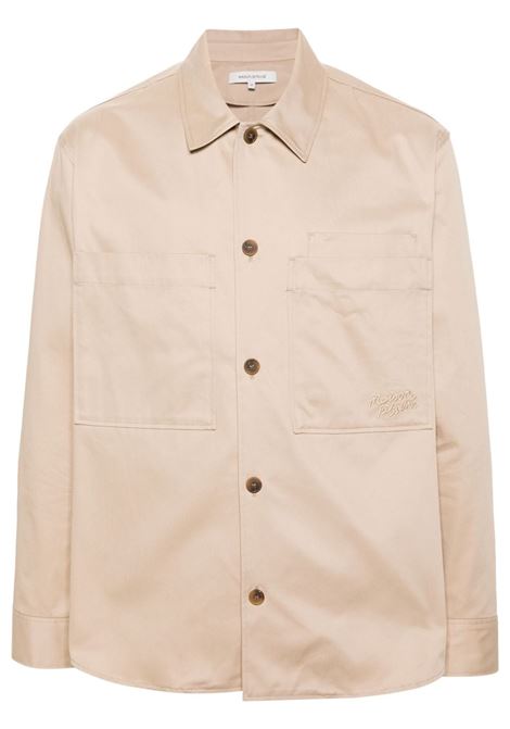 Beige logo-detail overshirt - men MAISON KITSUNÉ | MM00401WW0078P218